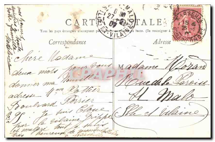 CPA Marseille La Cannebiere  — Verso