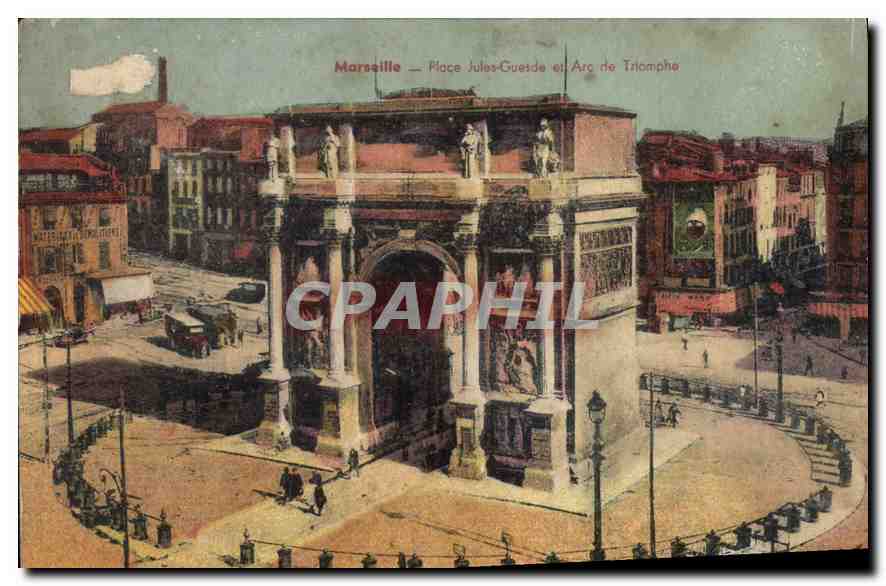 CPA Marseille Place Jules Guesde et Arc de Triomphe 