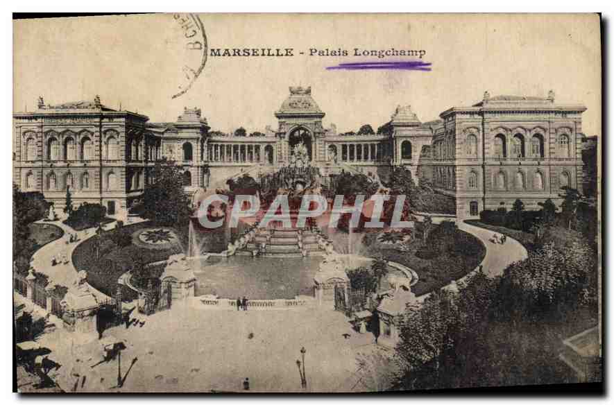 Marseille - Palais Longchamp — vue du jardin et de la fontaine — éditeur non visible
