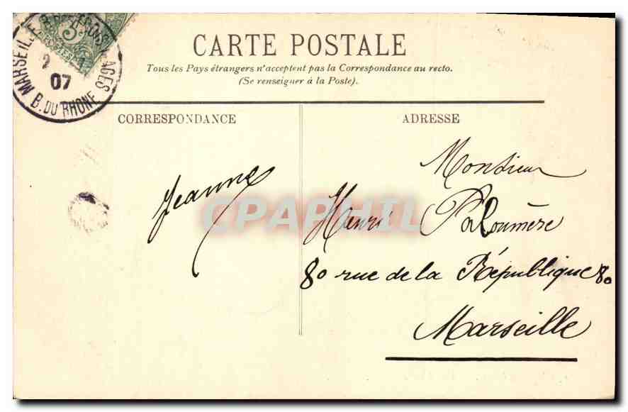 CPA Marseille Vue a vol d'Oiseau  — Rückseite