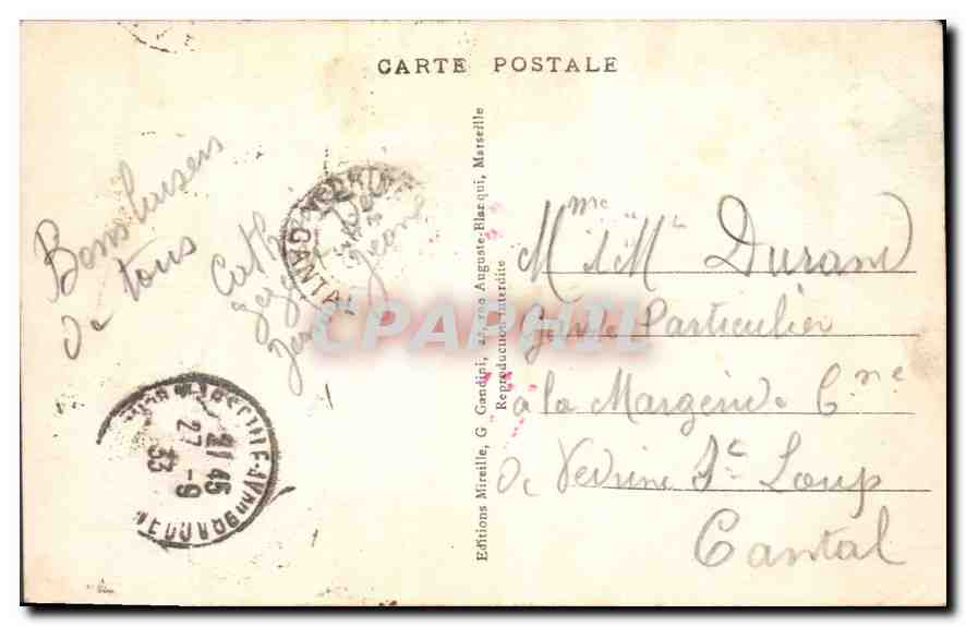 CPA Marseille Un coin du Vieux Port et Notre Dame de la Garde  — Rückseite