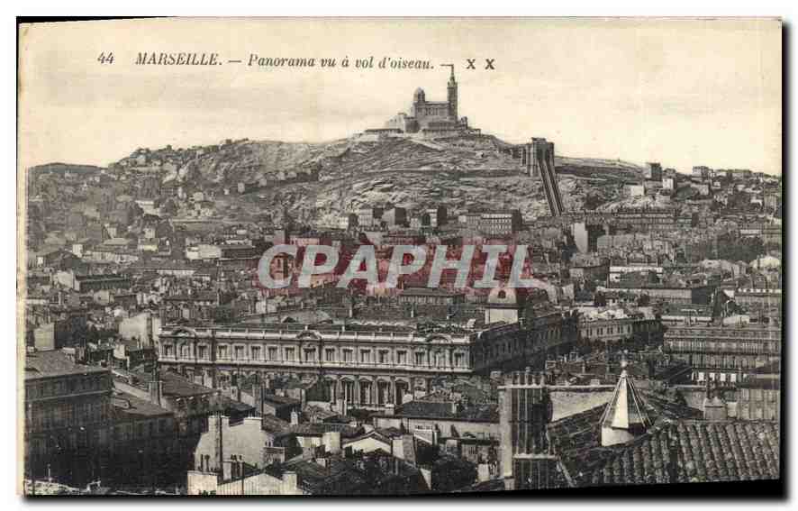 CPA Marseille Panorama vu a vol d'Oiseau 