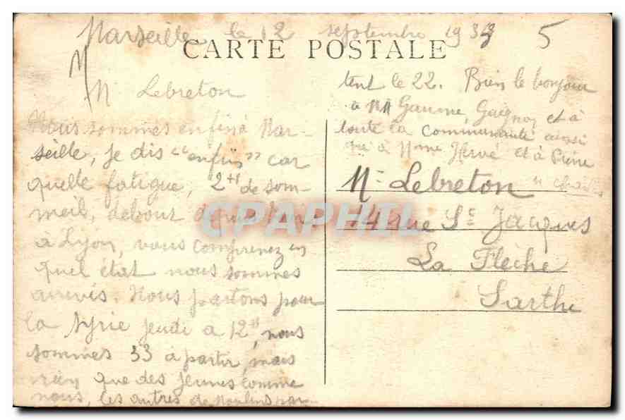 Marseille (20) — Le Port, dans le fond, le Quai des Belges — A.T. — Verso