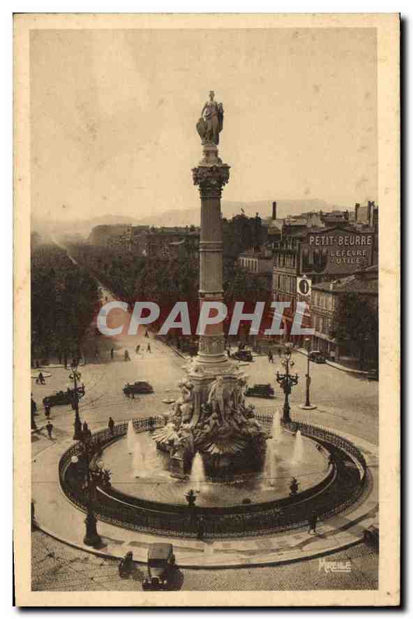CPA Marseille Place Castellane Fontaine Cantini et l'Avenue du Prado 
