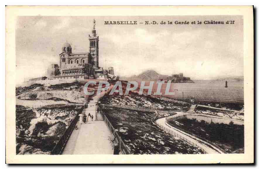 CPA Marseille Notre Dame de la Garde et le Chateau d'If 