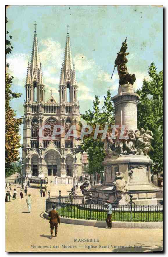 CPA Marseille Monument des Mobiles Eglise Saint Vincent de Paul 