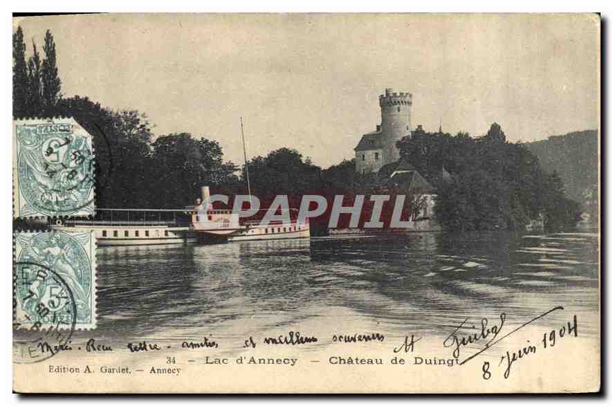 CPA Lac d'Annecy Chateau de Duingt Bateau