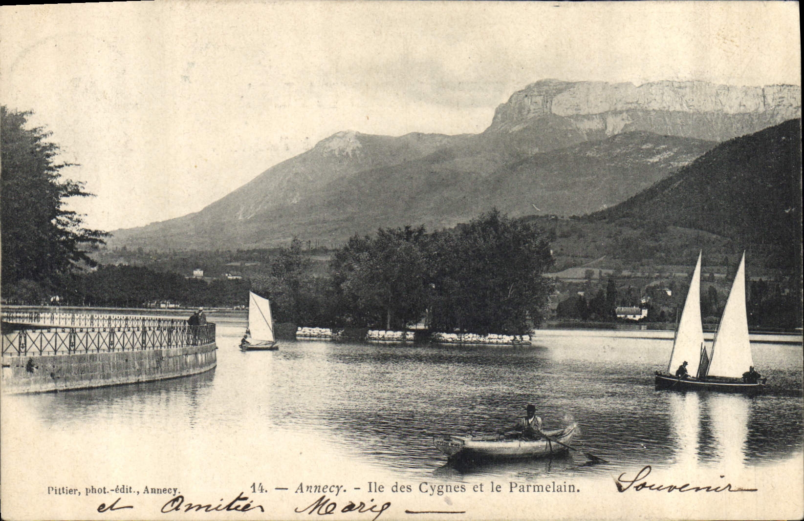 Annecy — Île des Cygnes und der Parmelain — Pittier, phot.-édit., Annecy. N° 14
