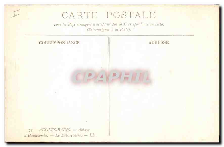 CPA Aix les Bains Abbaye d'Hautecombe le Debarcadere  — Verso