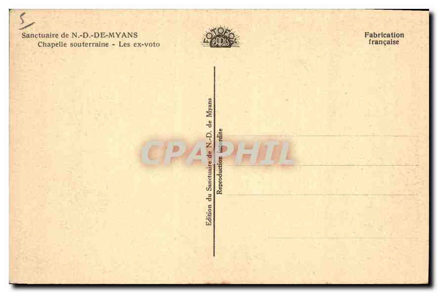 CPA Sanctuaire de Notre Dame de Myans Chapelle Souterraine Les Ex voto  — Back