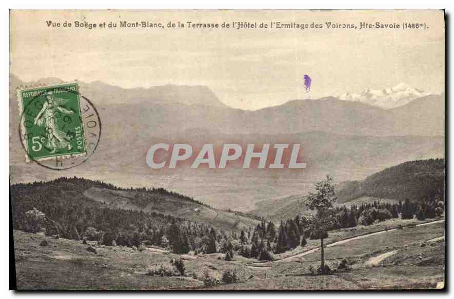 CPA Vue de Boege et du Mont Blanc de la Terrasse de l'Hotel de l'Ermitage des Voirons Hte Savoie 
