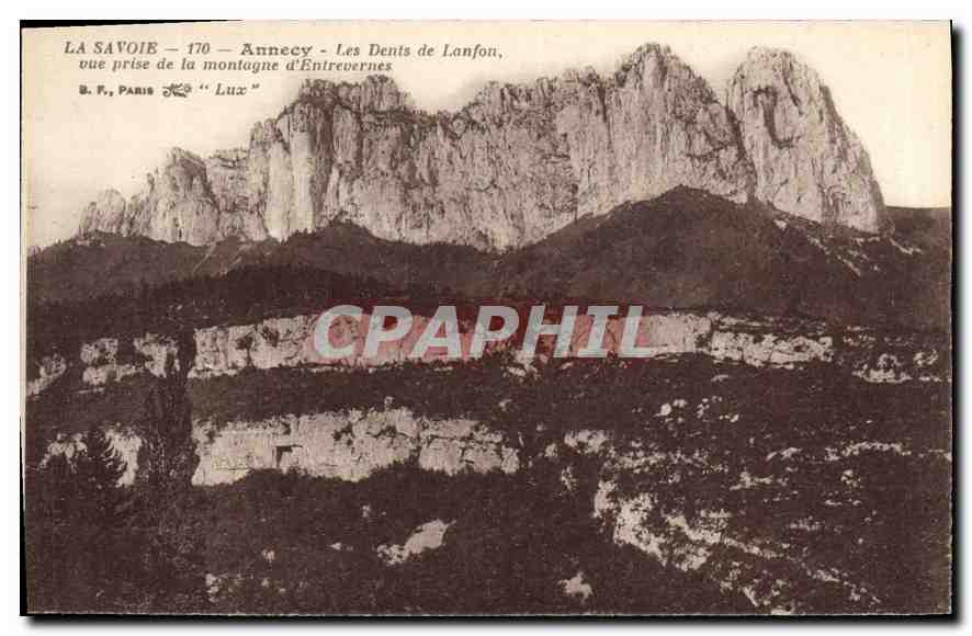 Les Dents de Lanfon — vue prise de la montagne d'Entrevernes — B. F., Paris, n° 170