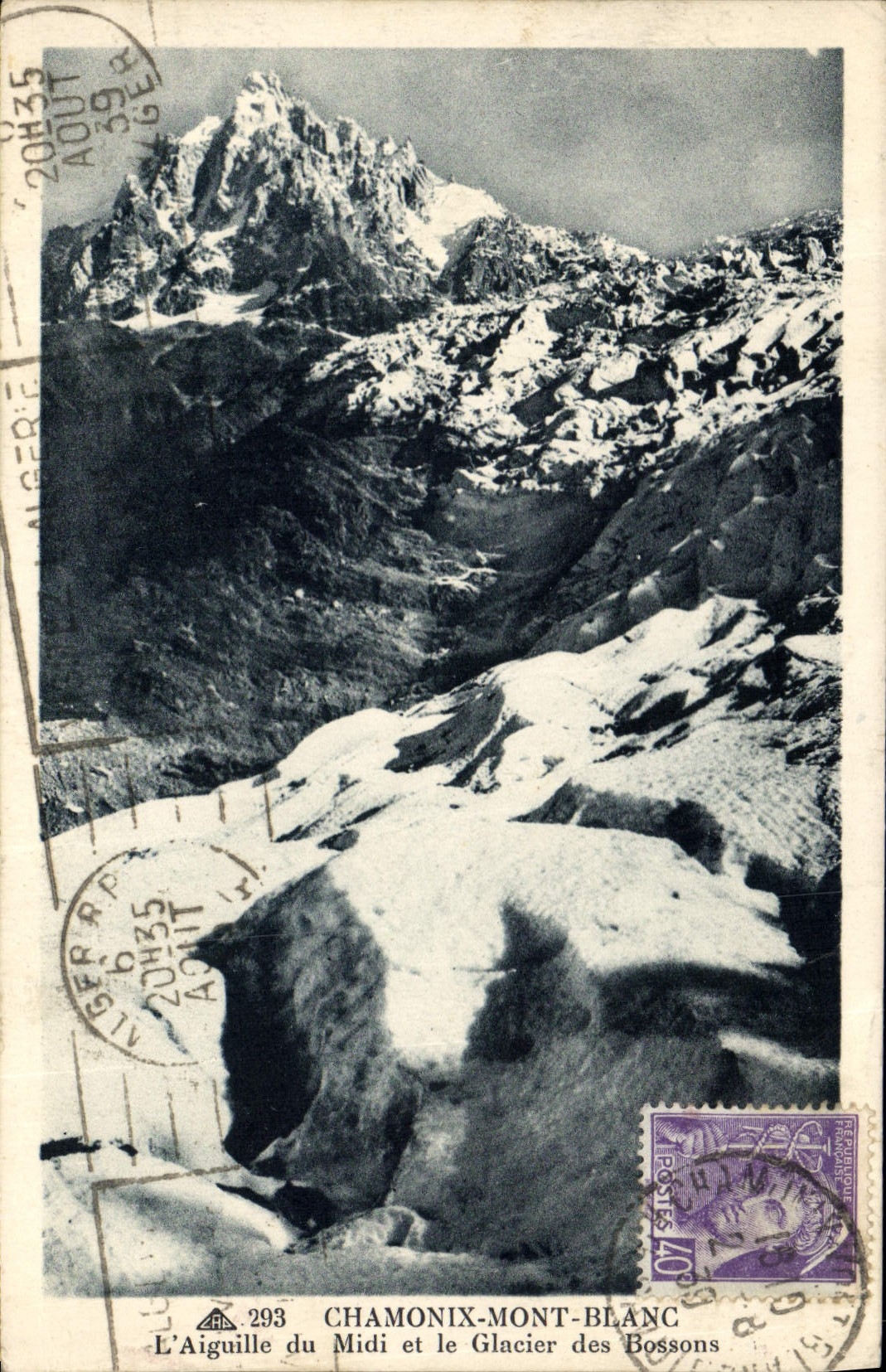 CPA Chamonix Mont Blanc L'Aiguille du Midi et le Glacier des Bossons 