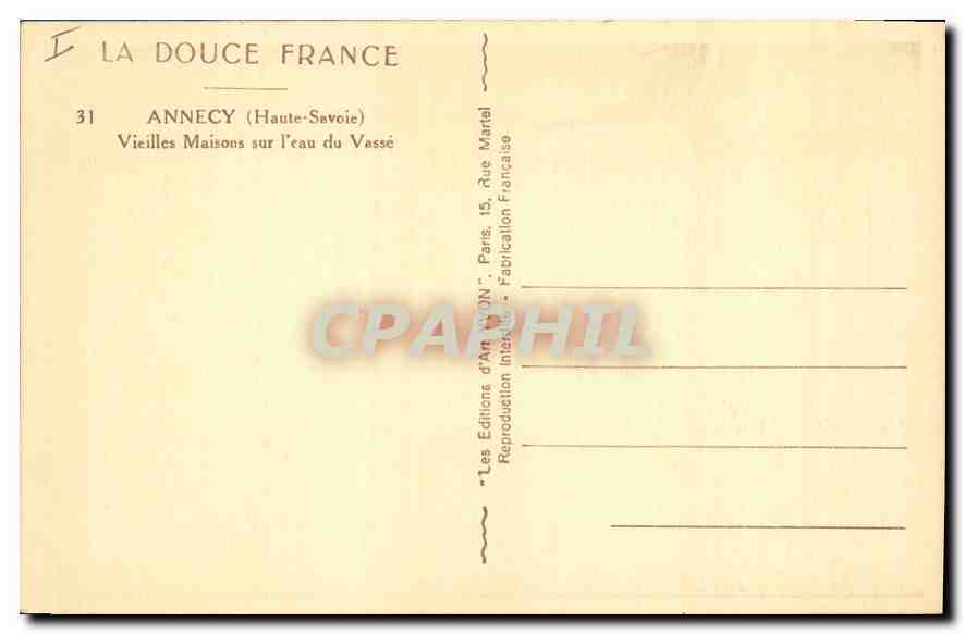CPA Annecy Haute Savoie Vieilles Maisons sur l'eau du Vasse  — Verso
