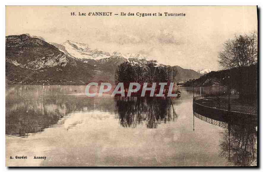 Lac d'ANNECY — Ile des Cygnes et la Tournette — A. Gardet, Annecy