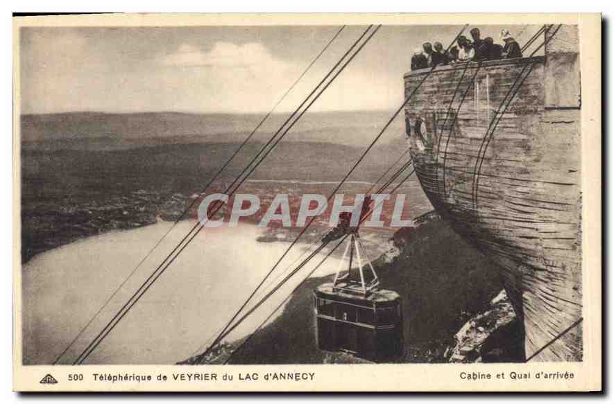Téléphérique de Veyrier du Lac d'Annecy — Cabine et Quai d'arrivée — CPA 500