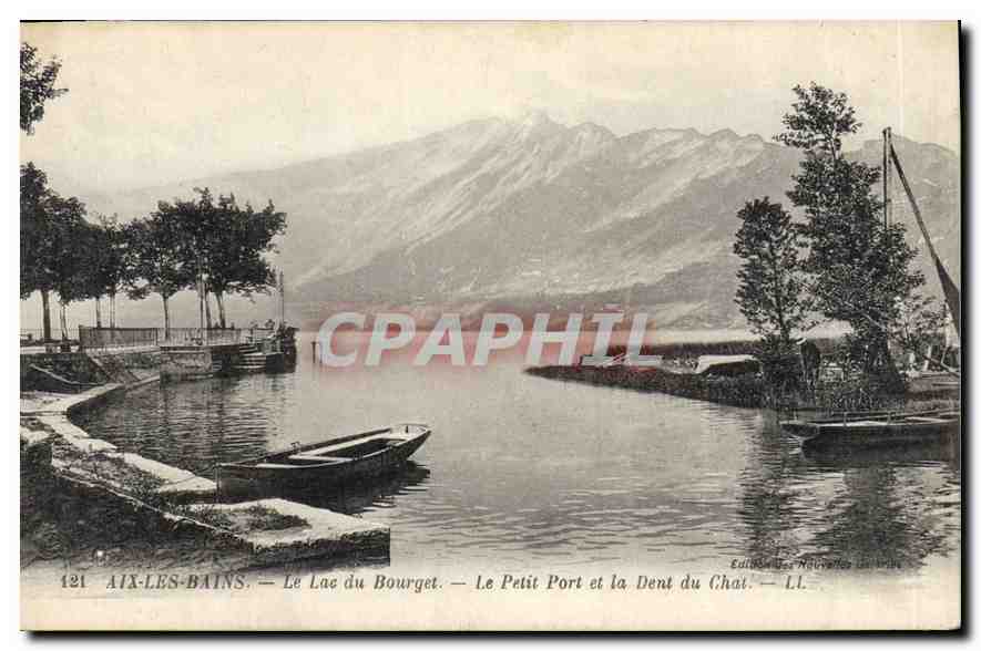 CPA Aix les Bains Le Lac du Bourget Le Petit Port et la Dent du Chat 