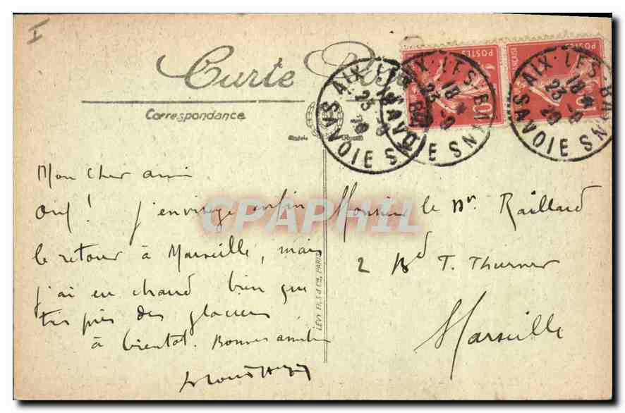 CPA Aix les Bains Le Grand Cercle Le Cafe  — Verso
