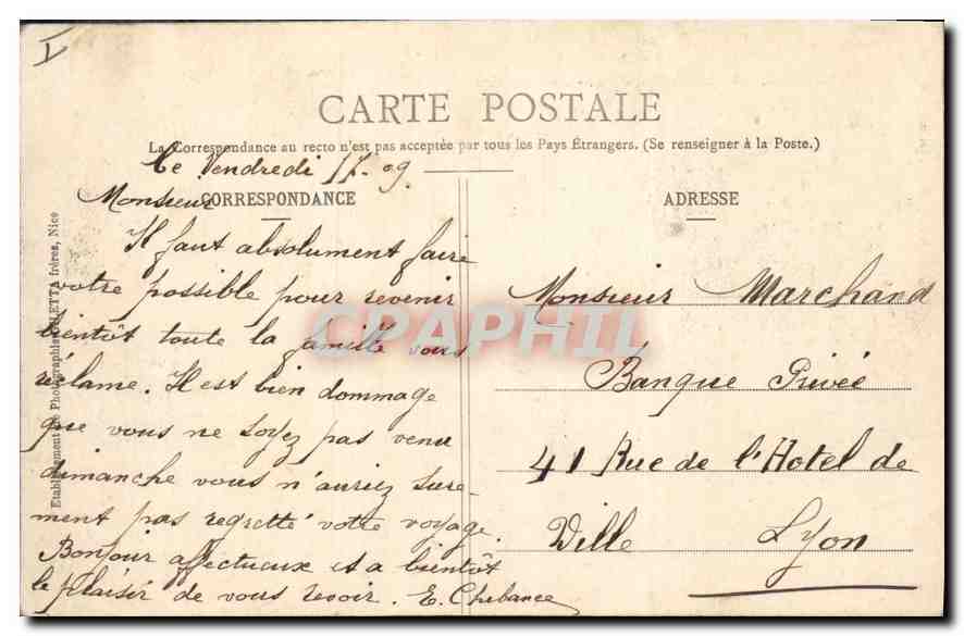 CPA Aix les Bains Le Grand Cercle  — Verso