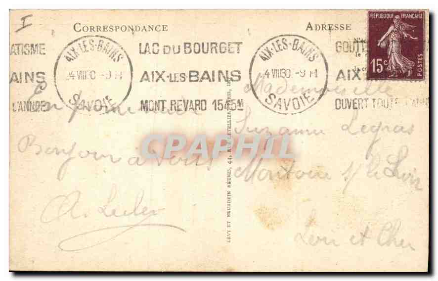 CPA Aix les Bains Villa des Fleurs  — Verso