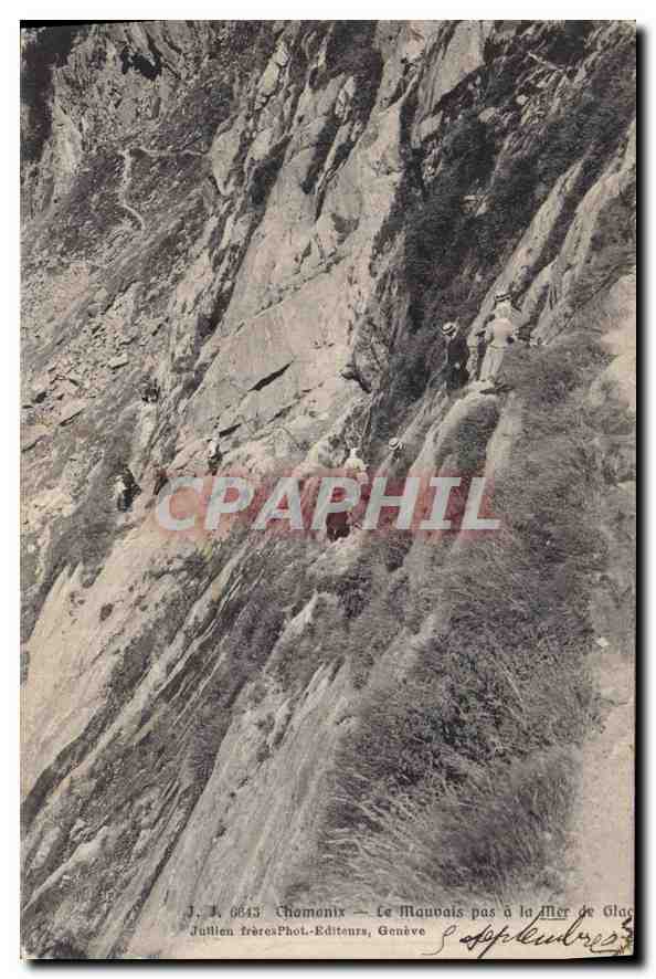 Chamonix — Le Mauvais pas à la Mer de Glace — Juillien frères Phot.-Editeurs, Genève