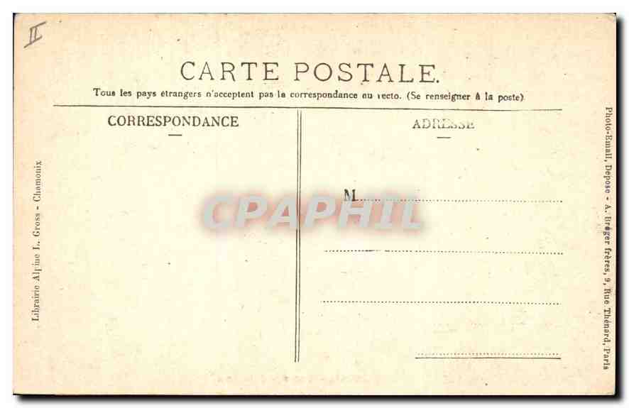 Chamonix — Lac des Gaillands — Librairie Alpine L. Gross — Verso