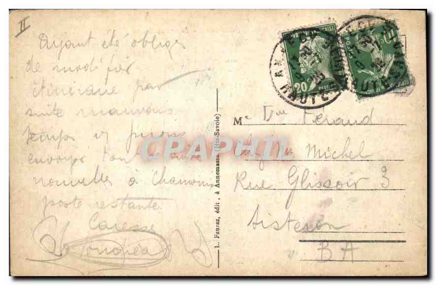 Lac d'Annecy (Haute-Savoie) — Départ du Bateau — L. Fauré, édit. à Annecy, n° 437 — Verso