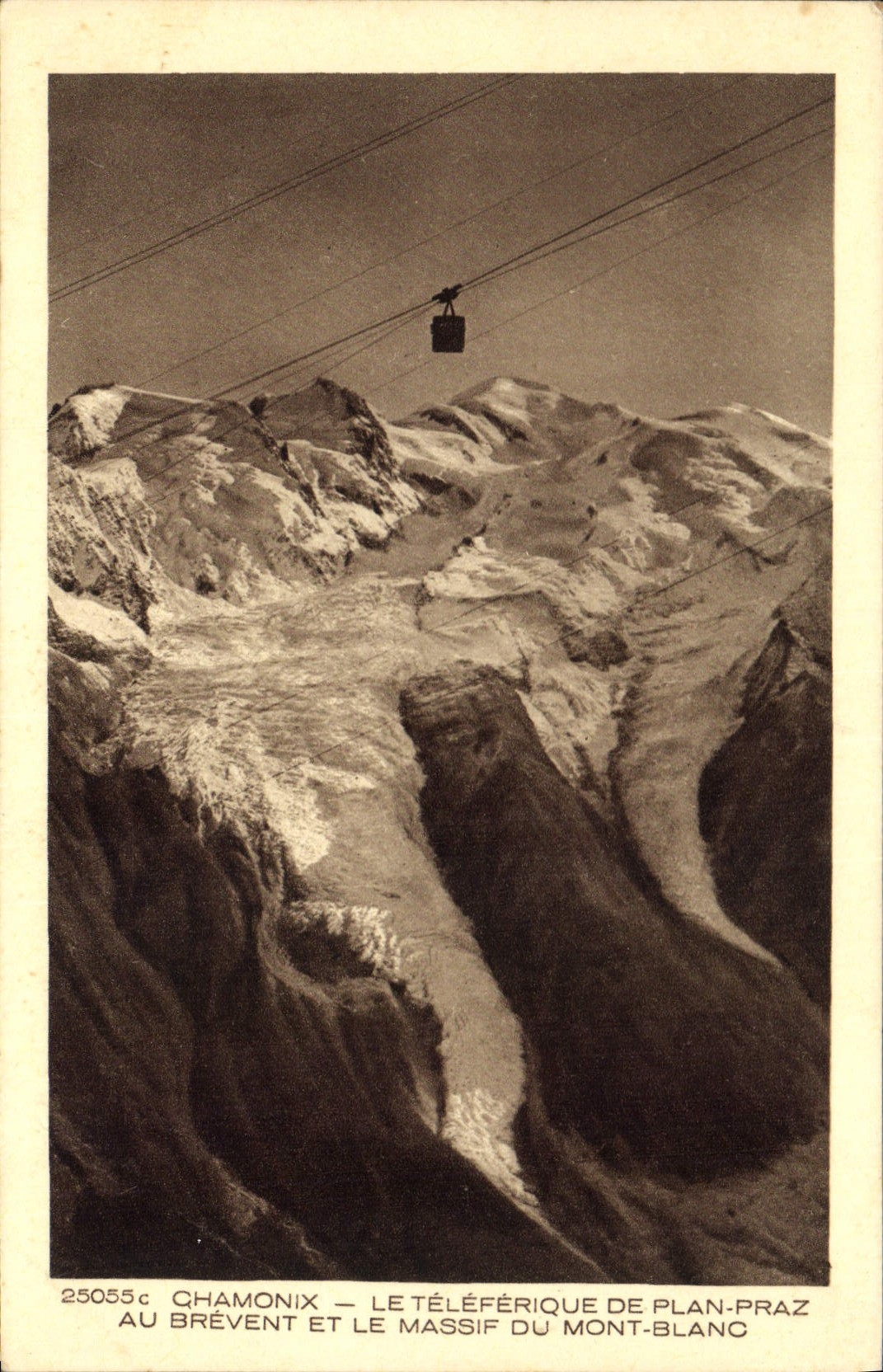 Chamonix — Le téléphérique de Plan-Praz au Brévent et le massif du Mont-Blanc — Braun & Cie, imp. - Edit., M. Rue de-Dornach