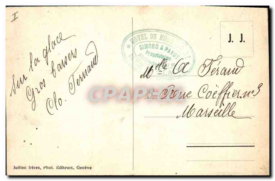 Chamonix - La Mer de Glace et la Chaîne des Aiguilles Rouges — J.J. 895 — Verso
