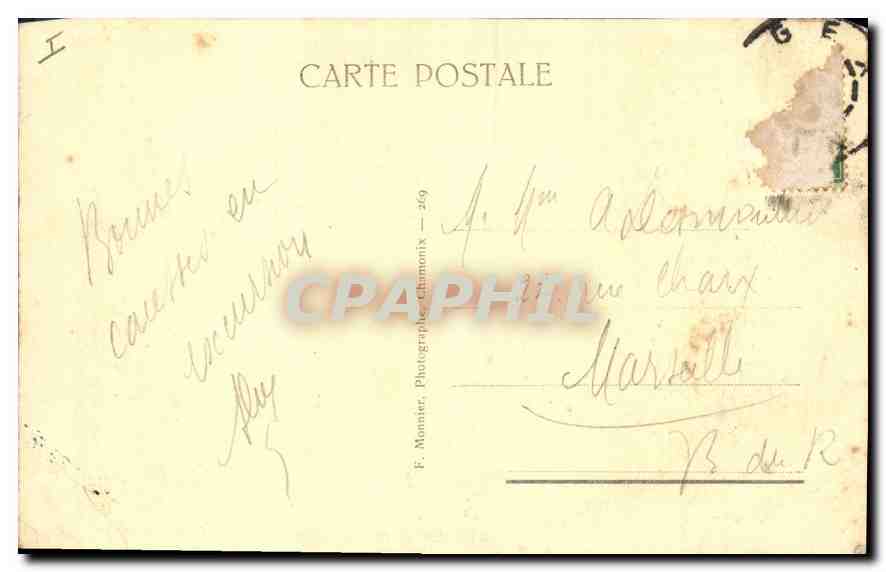 CPA La Flegere et Mer de Glace  — Verso