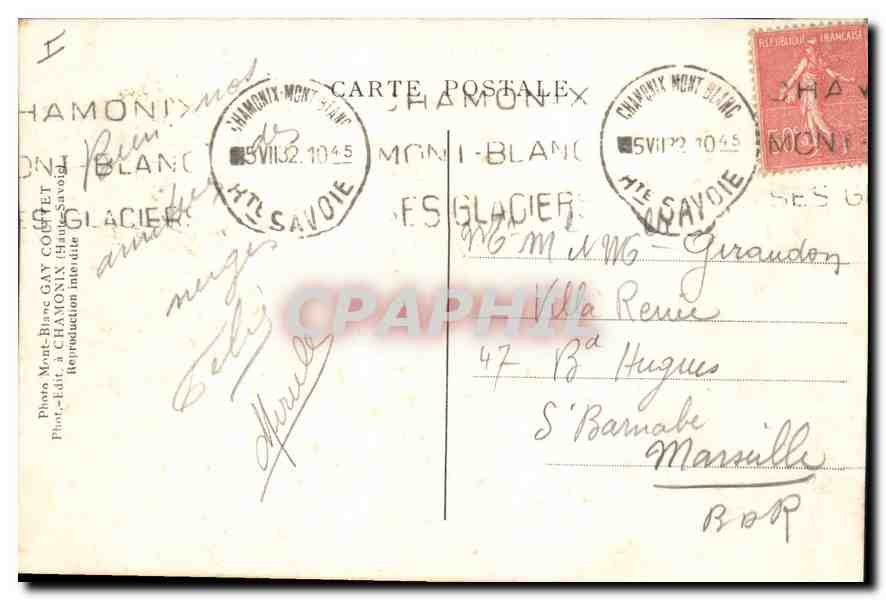 La Mer de Glace - Chamony — Photo Mont-Blanc Gay Coquet, n°40 — Verso