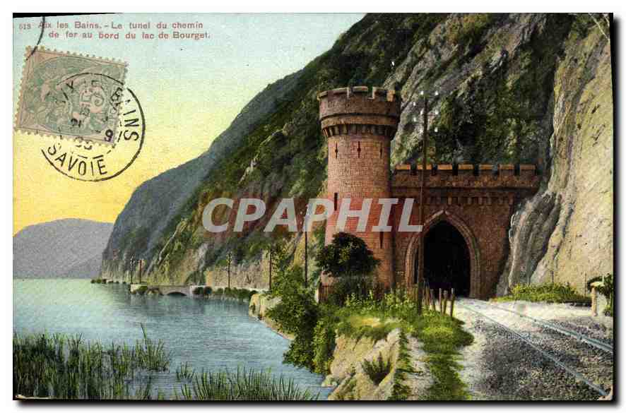 CPA Aix les Bains Le tunel du chemin de fer au bord du lac de Bourget 