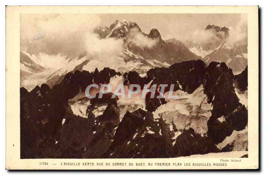 L'Aiguille Verte vue du sommet du Buët — au premier plan les Aiguilles Rouges — Photo Arland, n°11794