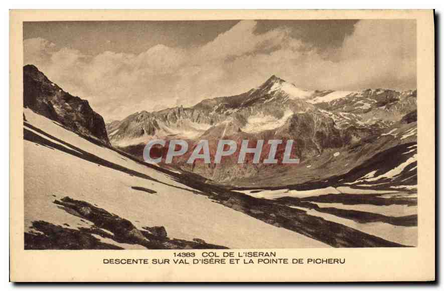 CPA Col de l'Iseran Descente sur val d'Isere et la Pointe de Piche 