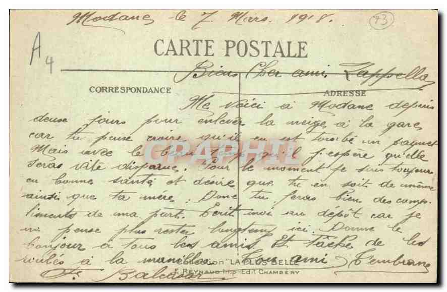 CPA Environs de Modane Le Fort marie Christine  — Rückseite