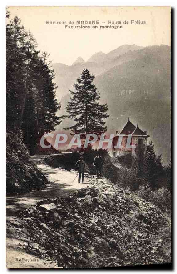 CPA Environs de Modane Route de Frejus Excursions en montagne 