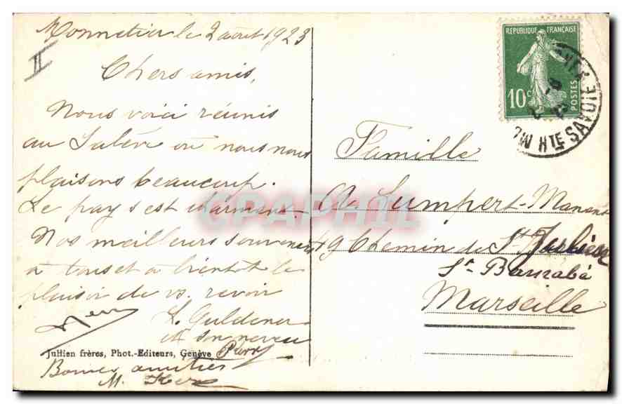 CPA Les Voutes Saleve  — Rückseite
