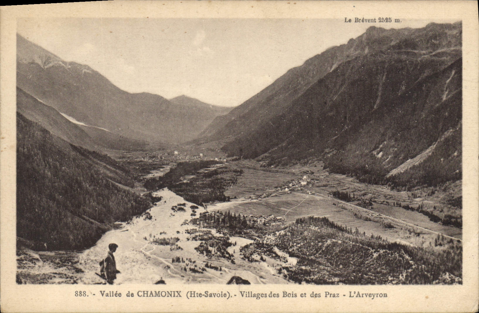 Vallée de Chamonix — Le Brévent 2525 m. — Villages des Bois et des Praz — L'Arveyron — Éditeur : 888