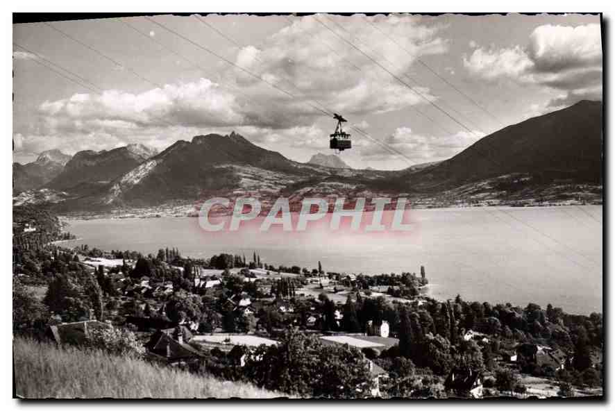 CPA Annecy Veyrier Vue generale et Teleferique 