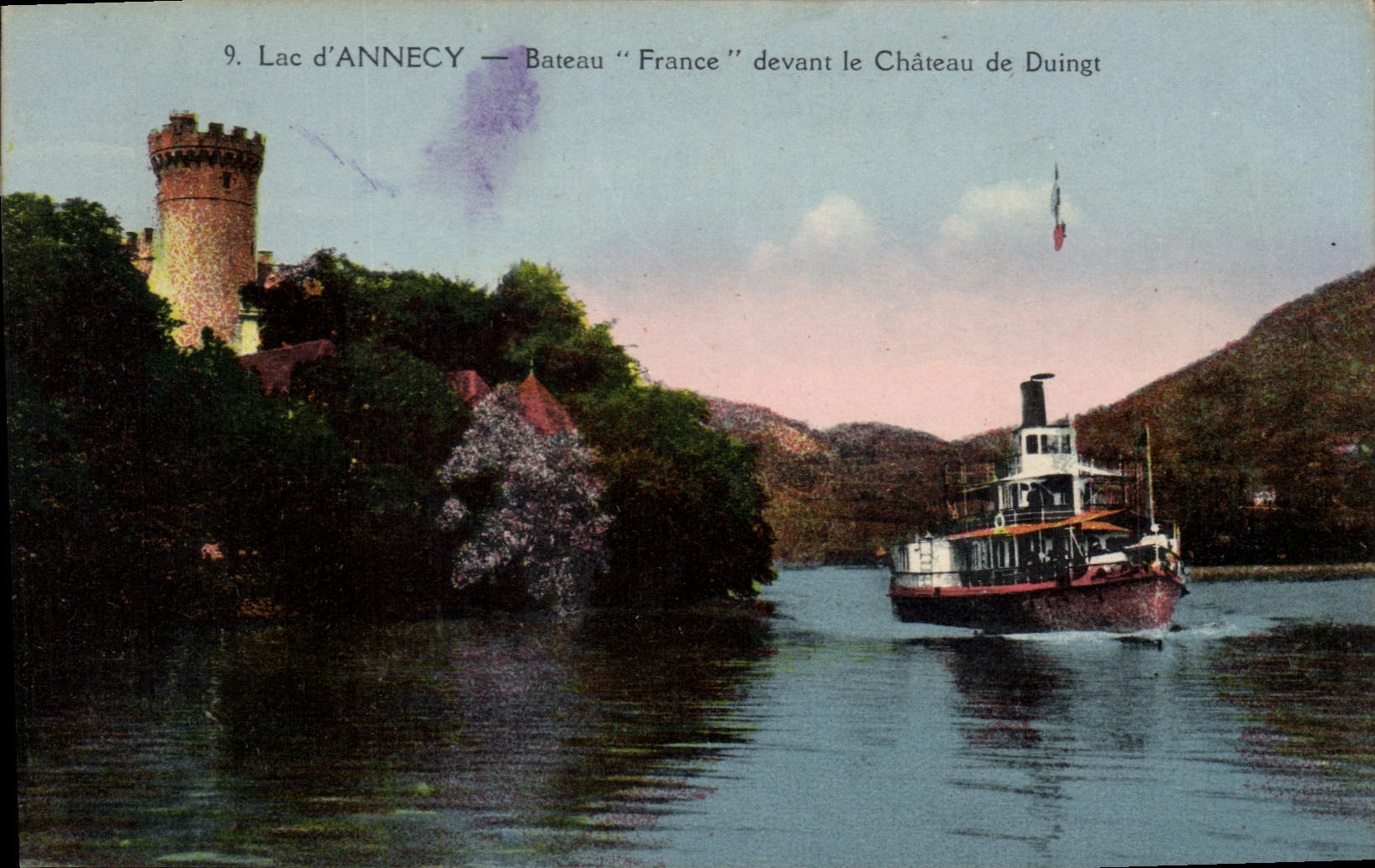 See ANNECY — Dampfschiff "France" vor Schloss Duingt