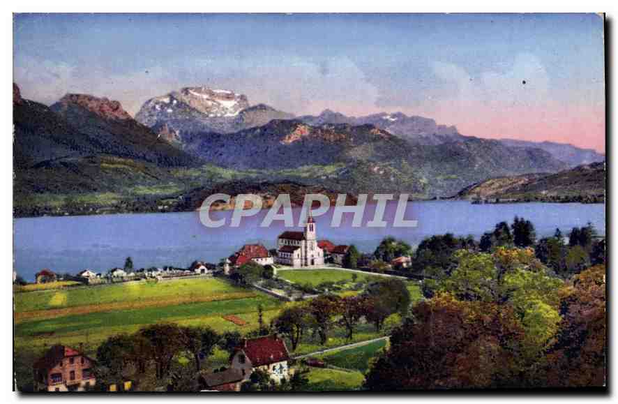 Lac du Bourget — vue panoramique avec église — Éditions Le Tournenet, Annecy