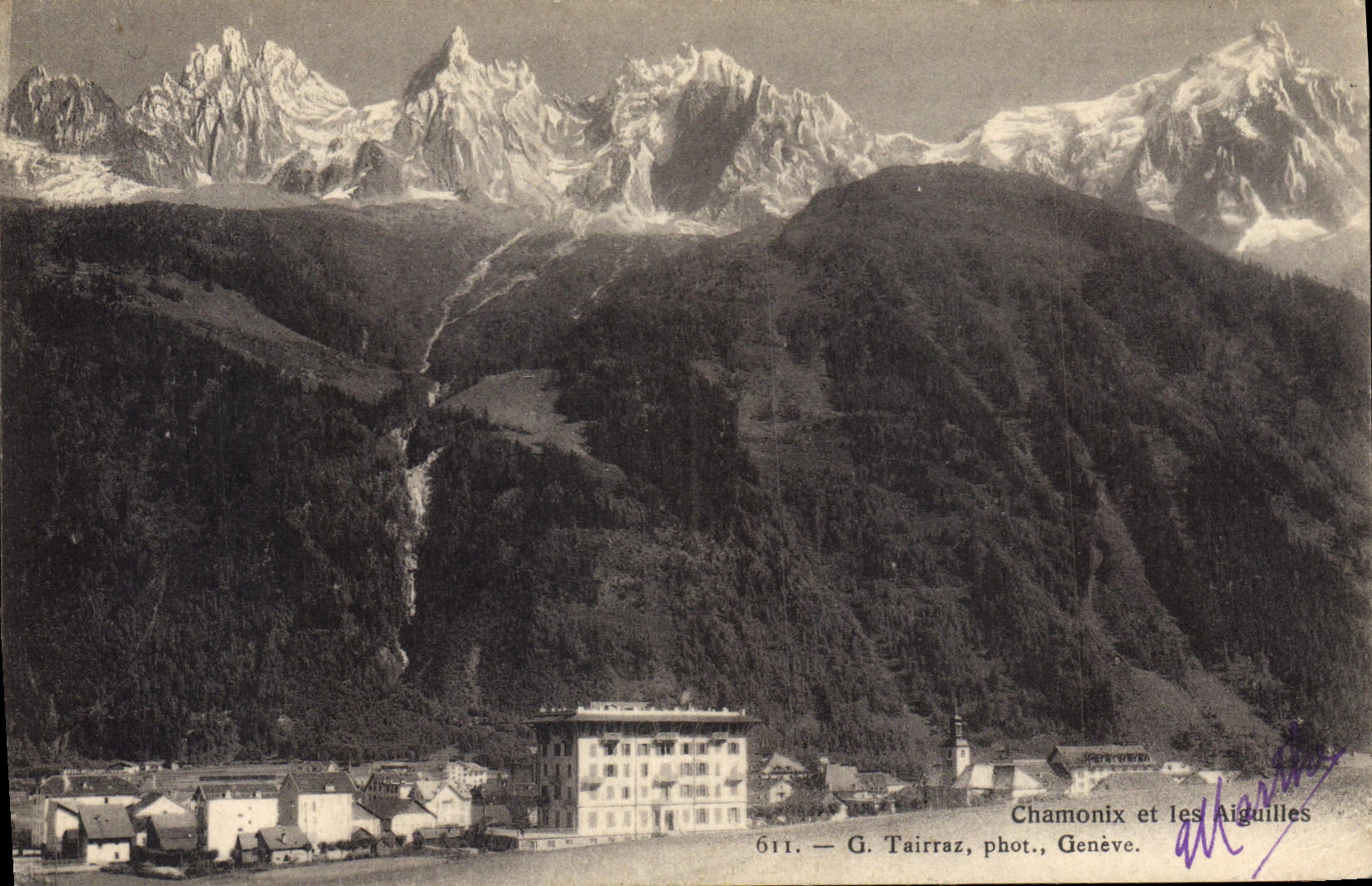 Chamonix et les Aiguilles — vue panoramique — G. Tairraz, phot., Genève, n°611