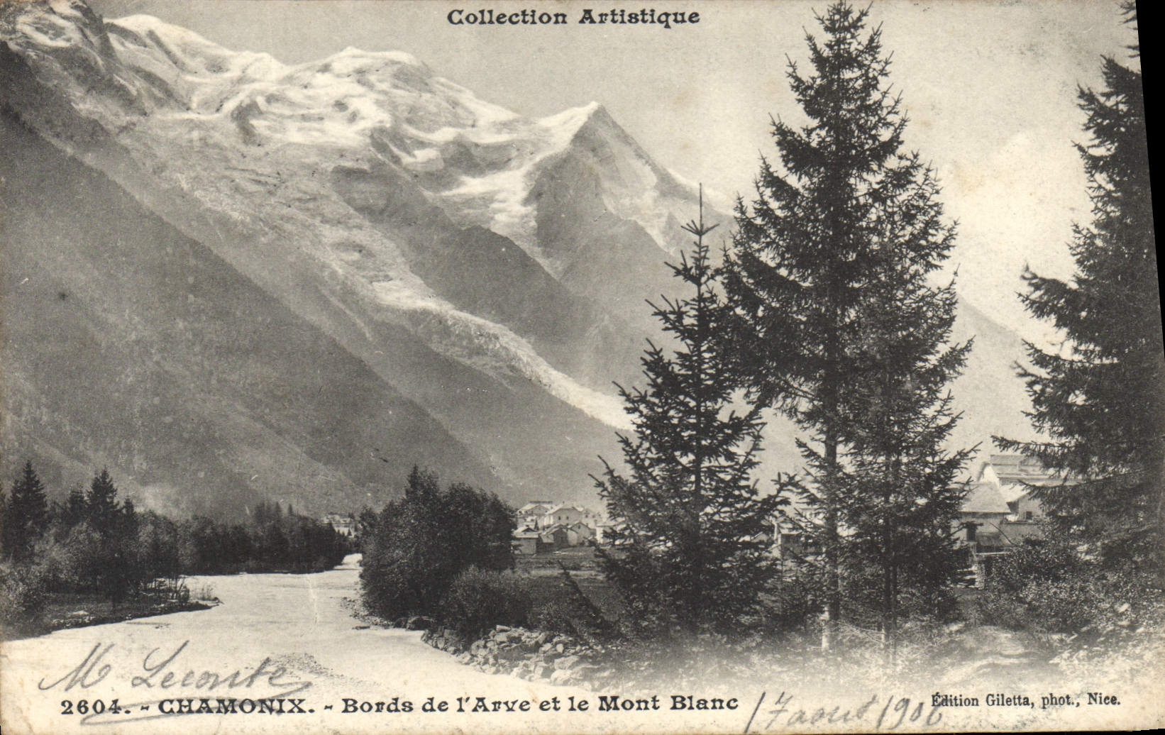 Chamonix — Bords de l'Arve et le Mont Blanc — Édition Giletta, phot., Nice, n°2604