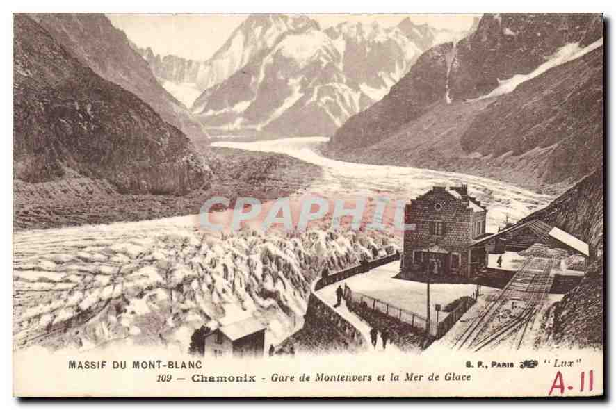 CPA Massif du Mont Blanc Chamonix Gare de Montenvers et la Mer de Glace 