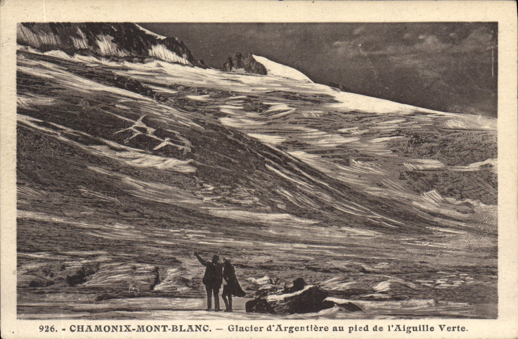 Glacier d'Argentière au pied de l'Aiguille Verte — Chamonix-Mont-Blanc — n°926 — L. Morand, phot. édit.