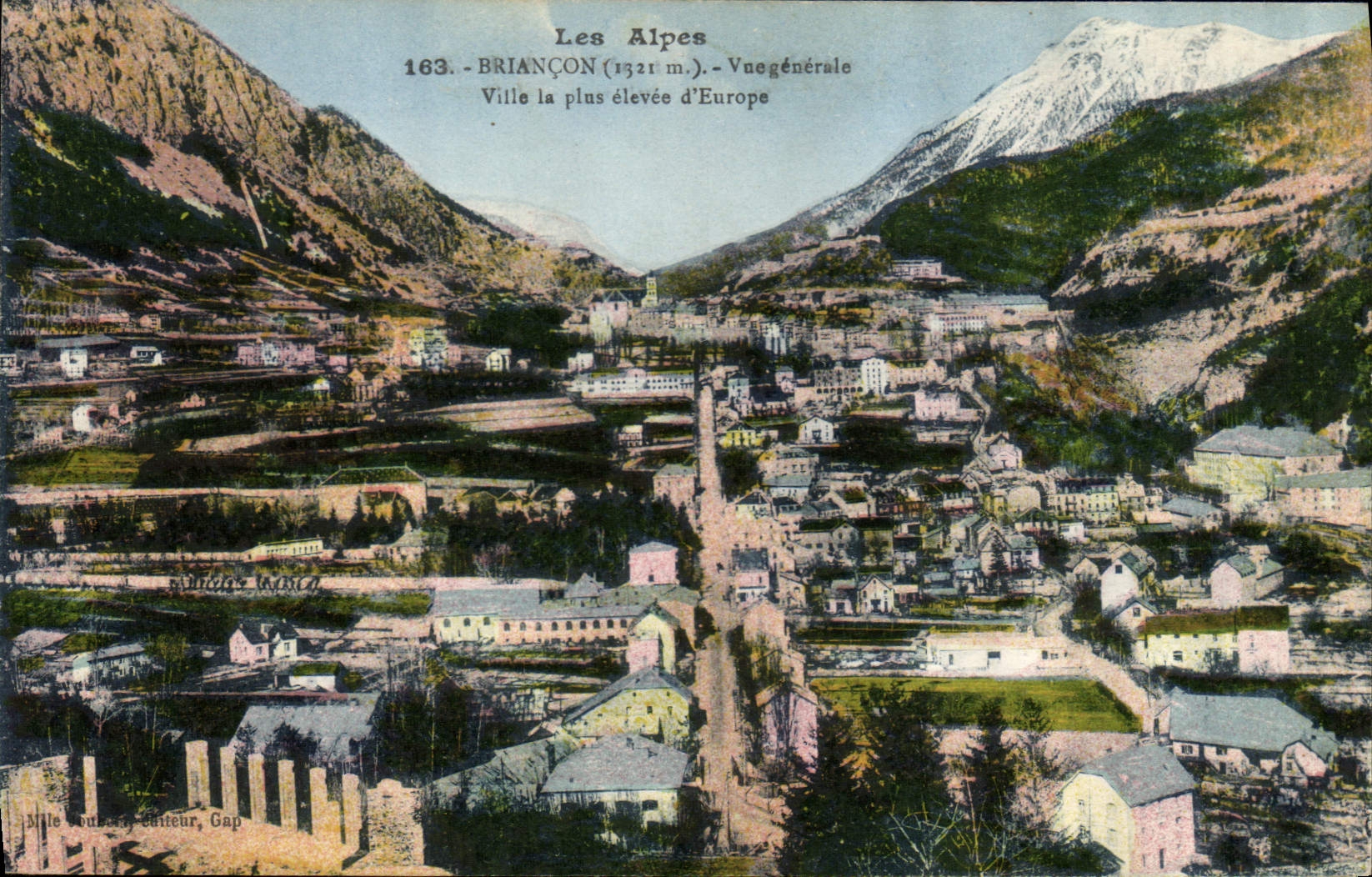 Briançon (1321 m.) — Vue générale — Ville la plus élevée d'Europe — Éditeur : Malevout, Gap, n° 163