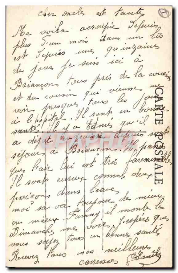 Briançon (1321 m.) — Vue générale — Ville la plus élevée d'Europe — Éditeur : Malevout, Gap, n° 163 — Verso