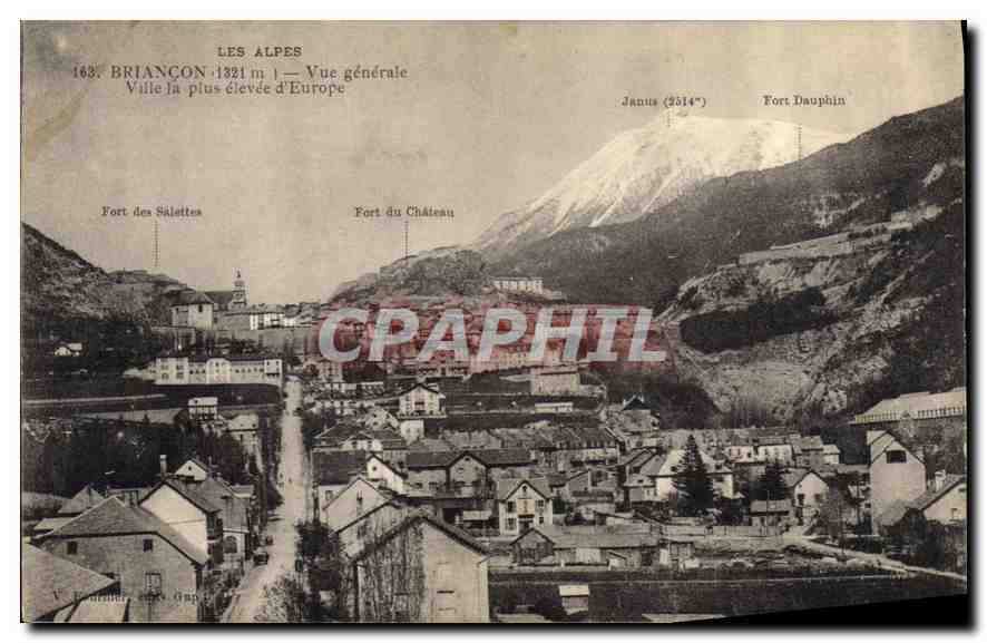 Briançon — Vue générale — Ville la plus élevée d'Europe — V. Gendreau, éditeur (n° 163)