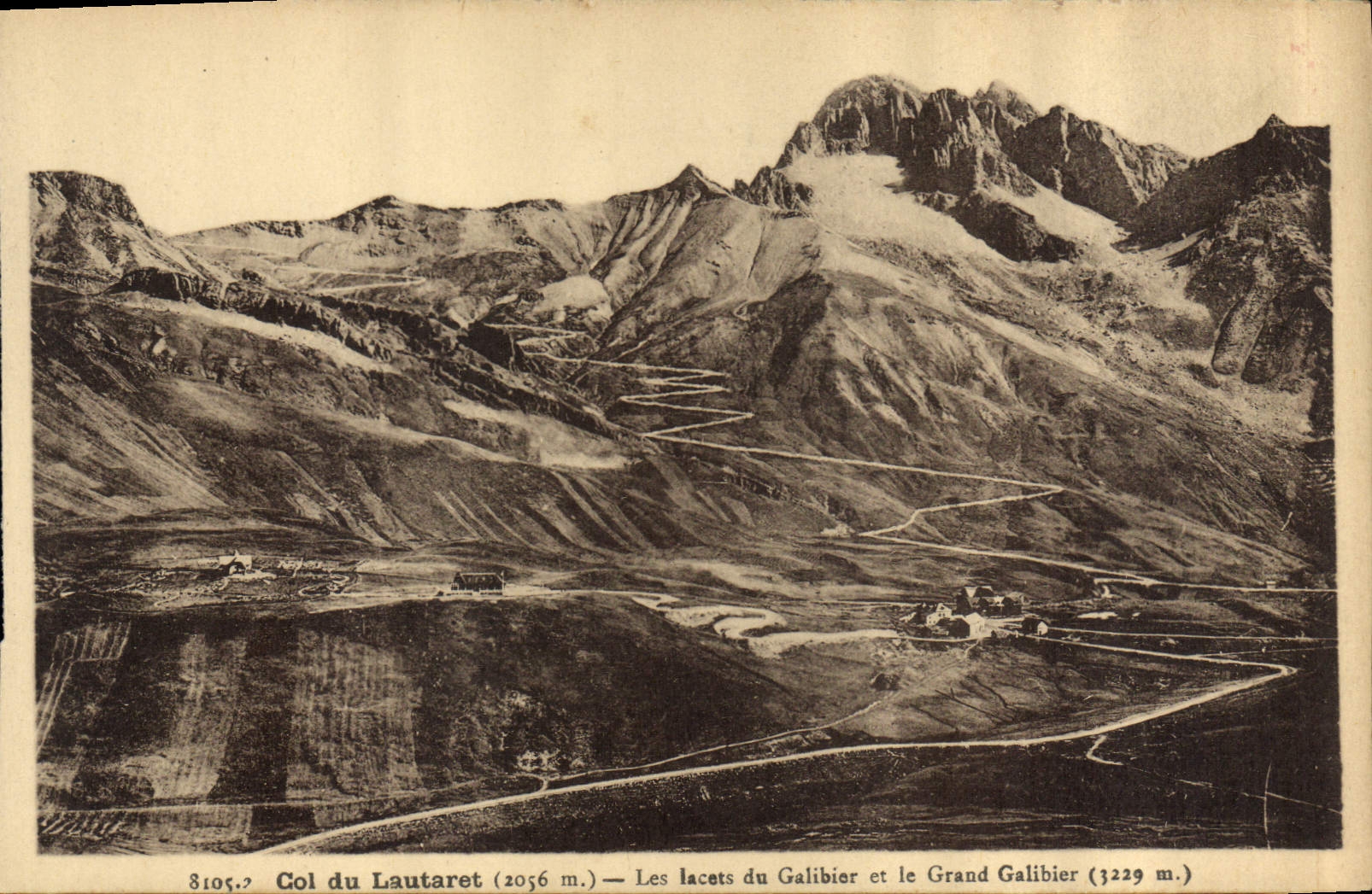 Col du Lautaret (2056 m.) — Les lacets du Galibier et le Grand Galibier (3229 m.) — Restaurant du Galibier, Grenoble