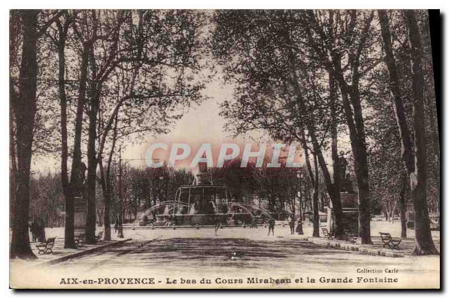 AIX-en-PROVENCE - Le bas du Cours Mirabeau et la Grande Fontaine — Collection Carlo